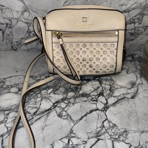 kate spade new york Handbags - KATE SPADE Perri Lane Looloo Bubbles Crossbody Shoulder Leather Bag Beige